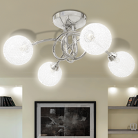 vidaXL Deckenleuchte mit Drahtgeflecht-Lampenschirme 4 × G9 Glühlampen Transparent