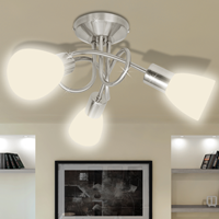 vidaXL Deckenleuchte mit Glas-Lampenschirmen für 3 E14 Glühlampen Weiß