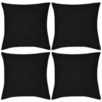 vidaXL 4 schwarze Kissenbezüge Baumwolle 80 x 80 cm Schwarz