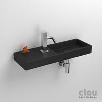 Clou Mini Wash Me fontein 56cm, met kraangat - links - mat zwart keramiek
