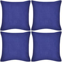 vidaXL 4 blaue Kissenbezüge Baumwolle 80 x 80 cm Blau