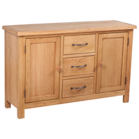 vidaXL Sideboard mit 3 Schubladen 110×33,5×70 cm Massivholz Eiche Braun