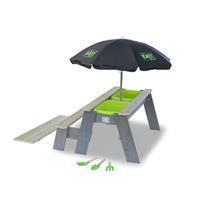 exit water- en zandpicknicktafel Aksent L met bankje, parasol en tuin gereedschappen 95 x 89 cm