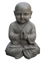 Farmwoodanimals Boeddha Shaolin Monnik Meditatie 25X20X42 Cm Licht Grijs Fiberclay