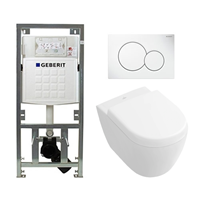 Villeroy & Boch Subway 2.0 compact DirectFlush toiletset met Geberit reservoir en bedieningsplaat softclose met quickrelease wit