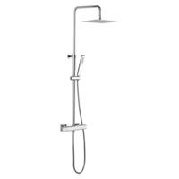 Crosswater Multivalve Doucheset met thermostatische kraan hoofddouche 36x24cm en handdouche met doucheslang stang en glijstuk chroom SQ600WC