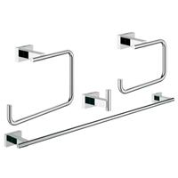 Grohe Essentials Cube accessoireset 4-in-1 (haak-handdh-rolh-ring) chroom