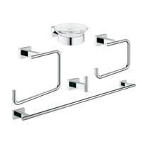 Grohe Essentials Cube accessoireset 5-in-1 (haak-handdh-rolh-zeeph-ring) chroom