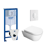 Throne Bathrooms Salina toiletset met inbouwreservoir, closetzitting met softclose en bedieningsplaat wit