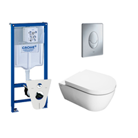 Throne Bathrooms Salina toiletset met inbouwreservoir, closetzitting met softclose en bedieningsplaat mat chroom