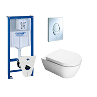 Throne Bathrooms Salina toiletset met inbouwreservoir, closetzitting met softclose en bedieningsplaat chroom