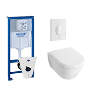 Villeroy & Boch Subway 2.0 toiletset met inbouwreservoir, softclose en quick release closetzitting en bedieningsplaat wit