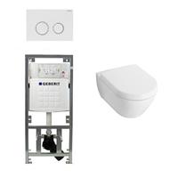Villeroy & Boch Subway 2.0 Compact met zitting toiletset met geberit inbouwreservoir en sigma20 drukplaat wit