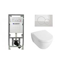 Villeroy & Boch Subway 2.0 Compact met zitting toiletset met geberit inbouwreservoir en sigma 01 drukplaat wit sw6244