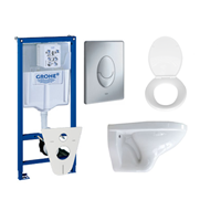 Adema Classic toiletset compleet met inbouwreservoir, softclose zitting en bedieningsplaat mat chroom