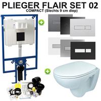Plieger Flair Compact Toiletset set02 B&W Compact 47.5 cm met Flair drukplaat