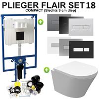 Plieger Flair Compact Toiletset set18 Wiesbaden Vesta Junior Rimless 47 cm met Flair drukplaat