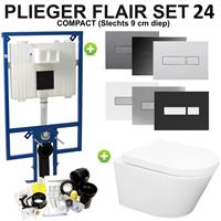 Plieger Flair Compact Toiletset set24 Wiesbaden Vesta Rimless 52 cm met Flair drukplaat