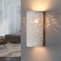 Lampenwelt Gatpatroon-wandlamp Jiru uit wit gips