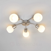 Lampenwelt Ronde 5-lichts LED-plafondlamp Elaina, mat nikkel