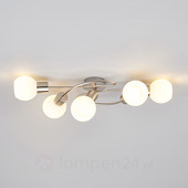 Lampenwelt Mooie LED-plafondlamp Elaina, 5-lichts, mat nikkel