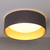 Lampenwelt Textielen wandlamp Coleen in grijs, binnenin goud