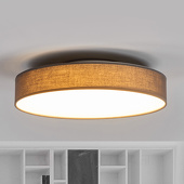 Lampenwelt Stoffen LED-plafondlamp Saira, 40 cm, grijs