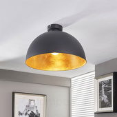 Lampenwelt Mooie plafondlamp Lya, zwart-goud