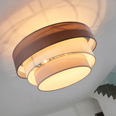Lampenwelt Drielaagse plafondlamp Melia in bruin en grijs