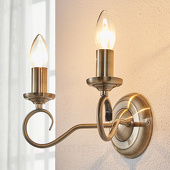 Lampenwelt Elegante wandlamp Marnia in oud messing