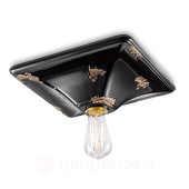 Ferroluce Vintage-plafondlamp C136 zwart