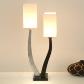 J. Holländer Elegante tafellamp QUADRANGOLARE zilver 2-lichts