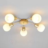 Lampenwelt Elaina LED-plafondlamp in messing, 5-lichts
