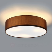 Lampenwelt Stoffen plafondlamp Sebatin m. E27-LED, lichtbruin