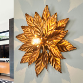 Kögl Plafondlamp ANTIK met goudkleurige bladeren 40 cm