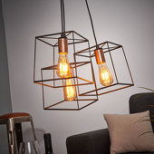 Viokef Hanglamp Agatha in vintage-look drie lichtbronnen