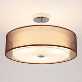 Lampenwelt LED-plafondlamp Pikka met bruine kap