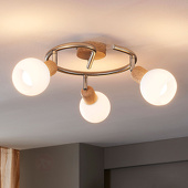 Lampenwelt Houtlook plafondlamp Svenka, LED E14