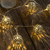 Konstsmide LED deco lichtsnoer metaalballen goudkleurig