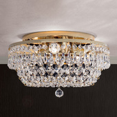 ORION Kristallen plafondlamp SHERATA rond, goud, 35 cm