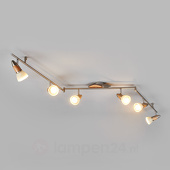 Lampenwelt 6-lamps houten LED-plafondlamp Marena