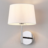 Lampenwelt Knappe wandlamp Dorothea met wit stoffen scherm