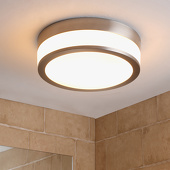 Lampenwelt LED-badkamer-plafondlamp Flavi, mat nikkel