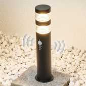 Lindby LED-sokkellamp Lanea van roestvrij staal m sensor