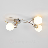 Lampenwelt Chique LED-plafondlamp Elaina, 3-lichts mat nikkel