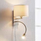 Lampenwelt Florens - textiel wandlamp met LED leeslamp