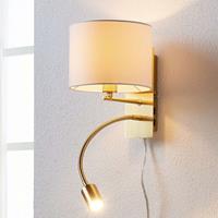 Lindby Messingfarbene Wandlampe Florens m LED-Leseleuchte