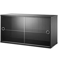 Vitrinekast 78 x 30 x 42 cm zwart gebeitst essen