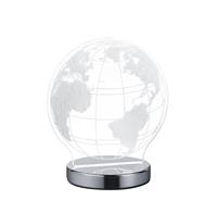realityleuchten Led Tischleuchte globe 3D Optik Chrom Lichtfarbe einstellbar, Höhe 20cm