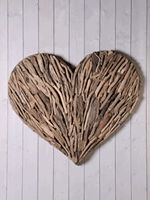 HO-Jeuken Wanddecoratie hart uit stukjes teakhout 120 cm. FO/H